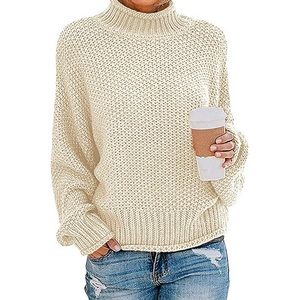 Women's Cream Chunky Turtleneck Sweater